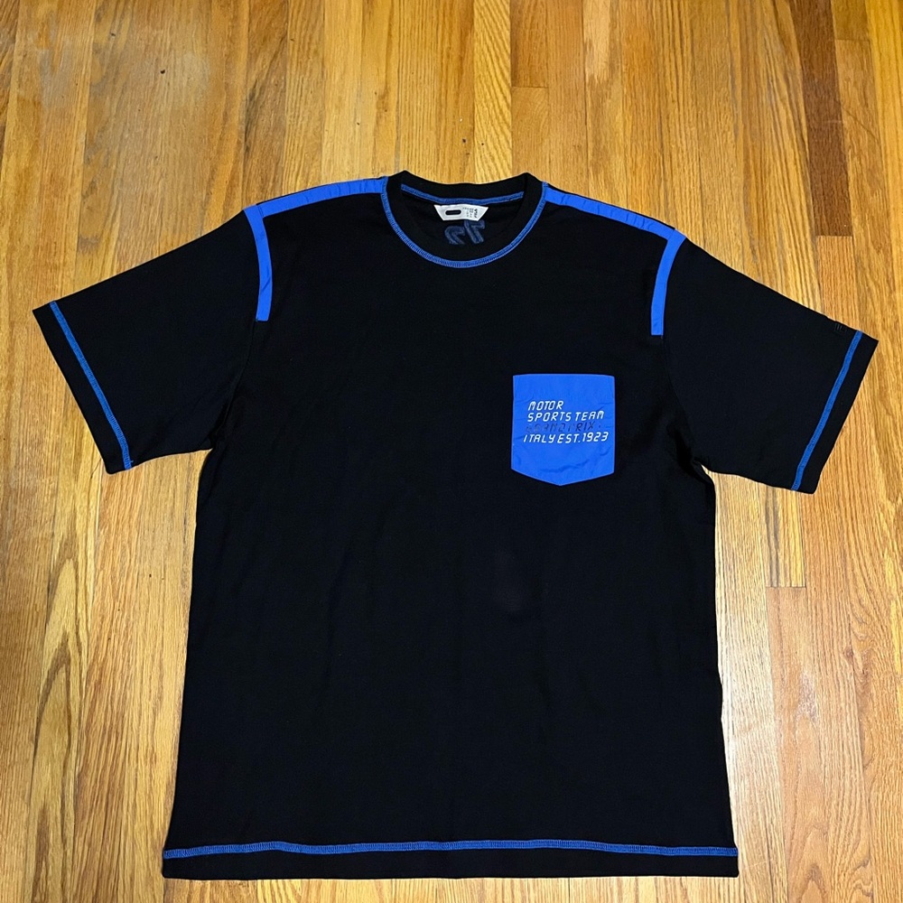 Fila Black and Blue Short Sleeve Tee Sporty Design Korea